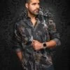 Chemise à Motif Abstrait 'Groove' -Modeel Egante Magasin A23 GROOVE BK