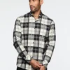 Chemise En Flanelle à Carreaux Noirs -Modeel Egante Magasin B07 2512719 BK scaled