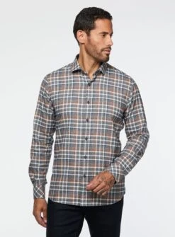 Chemise à Carreaux Orange Et Marine