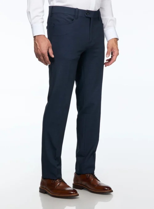 Pantalon Habillé Bleu à Effet Strié