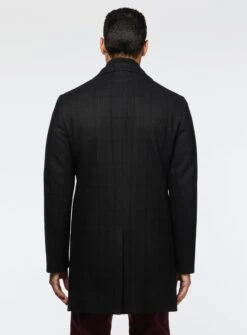 Pardessus Noir à Carreaux Discrets -Modeel Egante Magasin C15 4505915E BK3