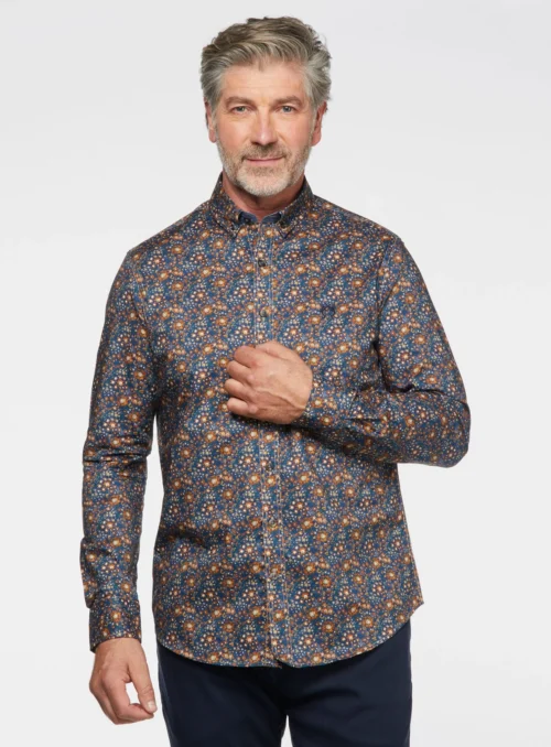 Chemise Marine à Fleurs Rouilles