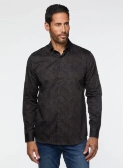 Chemise Satinée Marine à Motif Paisley