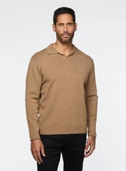 Chandail En Tricot Côtelé à Col Polo -Modeel Egante Magasin H10 4515922 TN