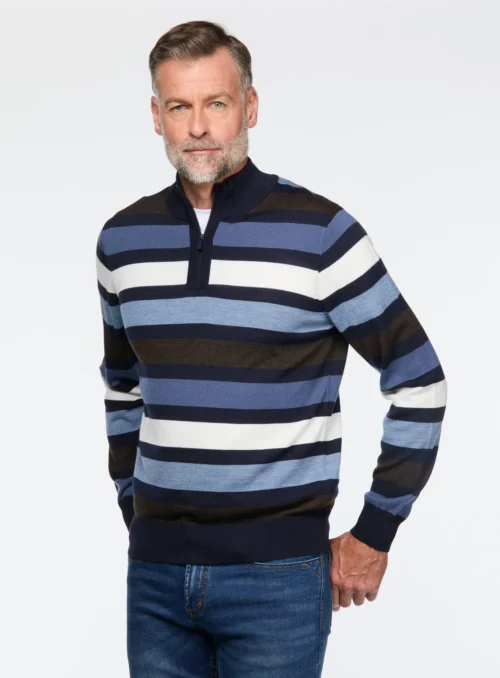 Chandail à Rayures Bleues Et Brunes