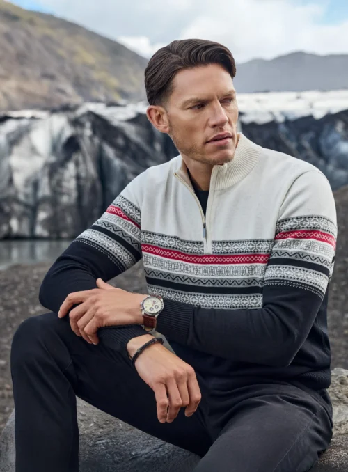 Chandail Fair Isle Noir Et Blanc