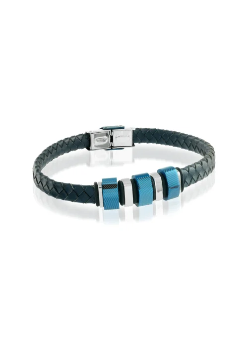Bracelet En Cuir Et Détails Bleus 'Shani'