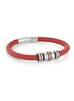 Bracelet En Cuir Rouge 'G T'