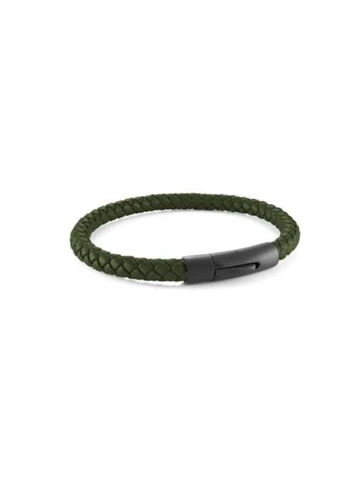Bracelet En Cuir Tressé Vert