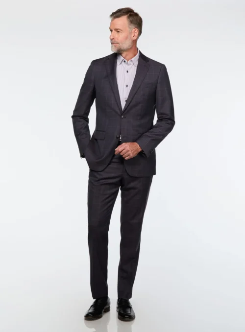 Complet à Grands Carreaux Marine Et Bruns