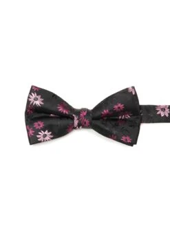 Noeud Papillon Noir à Fleurs Rose