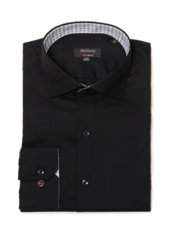 Chemise Sans Repassage à Motif De Spirales -Modeel Egante Magasin L07 1512622D BK jpg