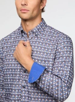 Chemise En Microfibre à Motif De Plumes -Modeel Egante Magasin L18 F25ER4736 BL2