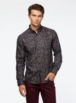 Chemise En Microfibre Ă Motif De Feuilles