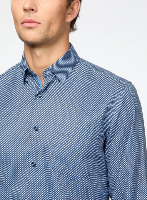 Chemise En Microfibre à Motif Géométrique 5 Chemise En Microfibre à Motif Géométrique -Modeel Egante Magasin L18 F25ER8015 BL2 scaled