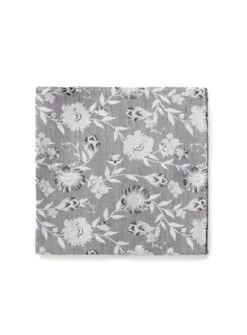 Mouchoir De Poche Argent à Fleurs