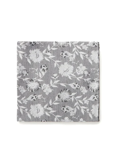 Mouchoir De Poche Argent à Fleurs