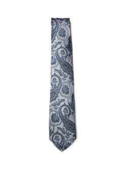 Cravate Bleue Et Grise Paisley