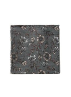 Mouchoir De Poche Gris à Fleurs Beiges