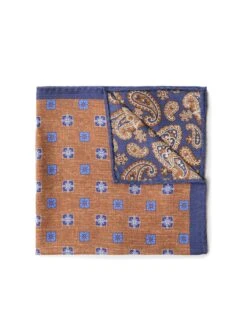 Mouchoir De Poche Réversible Beige Paisley