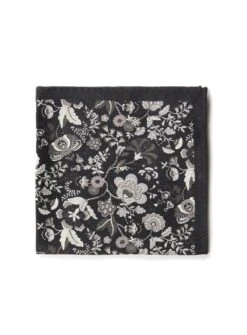 Mouchoir De Poche Réversible Noir Floral