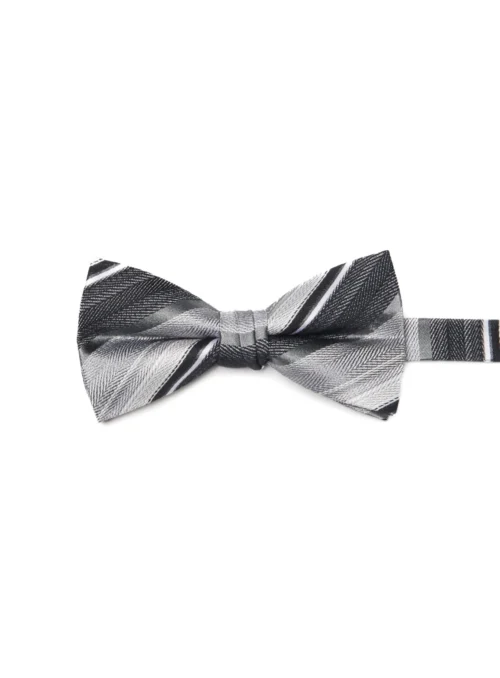 Noeud Papillon à Rayures Grises
