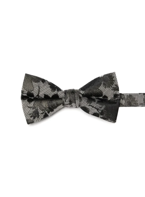 Noeud Papillon Gris à Fleurs