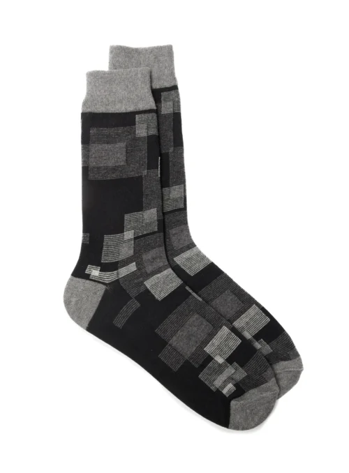 Chaussettes Noires à Carrés Multiples