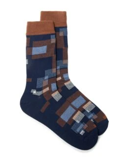 Chaussettes Marines à Carrés Multiples