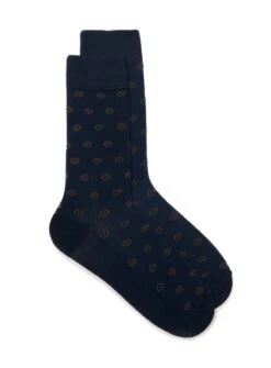Chaussettes Marines à Médaillons Cognacs