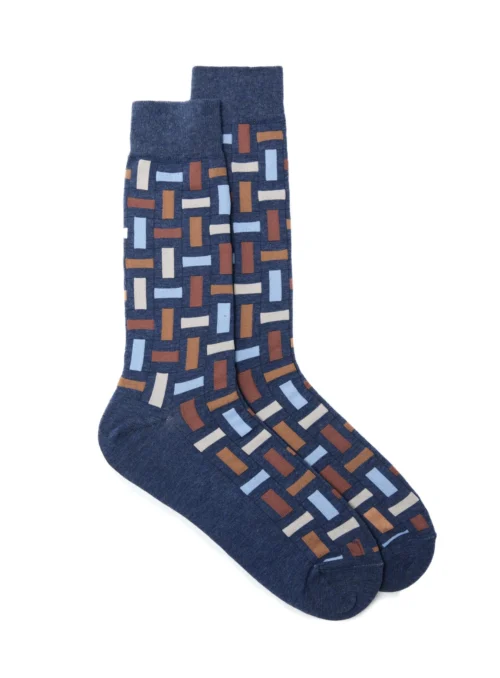Chaussettes Bleues à Motif Tetris