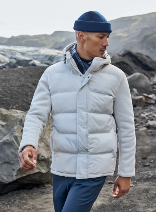 Manteau Matelassé Avec Manches En Tricot