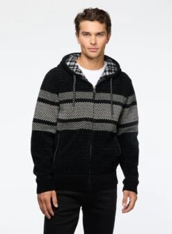 Cardigan Noir à Bandes Larges