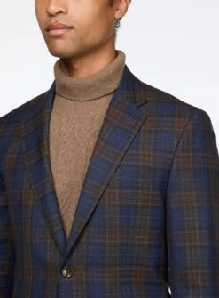 Veston Marine à Carreaux Bruns -Modeel Egante Magasin P42 4503614E NY2