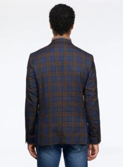 Veston Marine à Carreaux Bruns -Modeel Egante Magasin P42 4503614E NY3