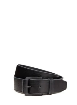 Ceinture En Cuir Noire Texturée