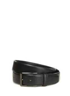 Ceinture En Cuir Perforé Noir