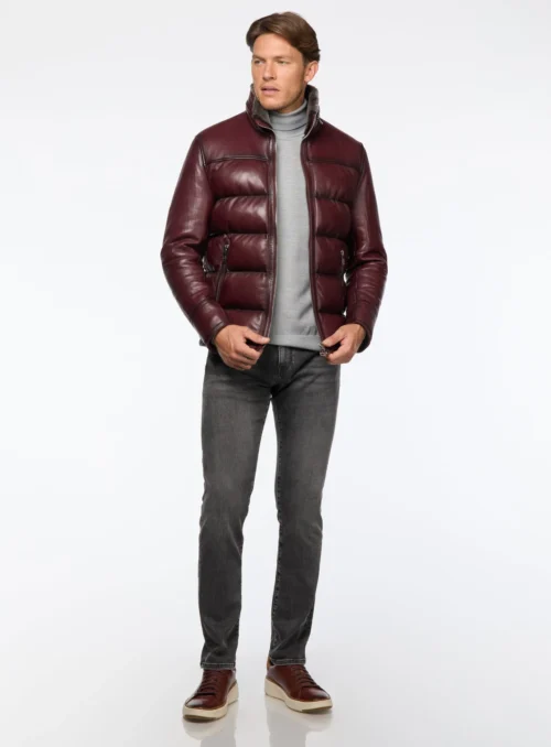 Manteau En Cuir Matelassé Bourgogne -Modeel Egante Magasin S10 KING BU BU scaled