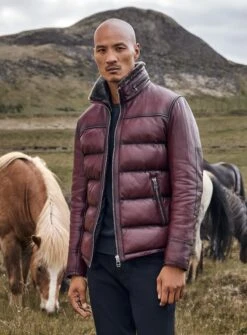 Manteau En Cuir Matelassé Bourgogne