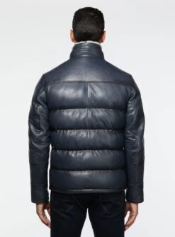 Manteau En Cuir Matelassé Marine -Modeel Egante Magasin S10 KING NY NY3