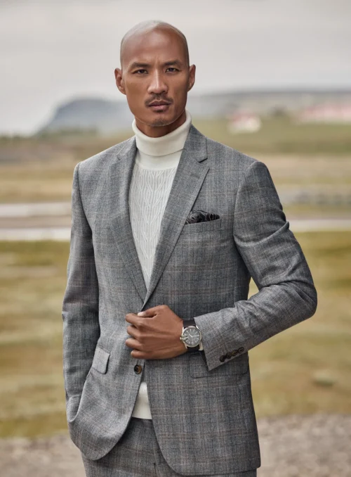 Complet Gris à Carreaux Bruns