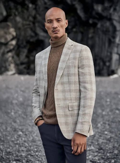 Veston Beige à Carreaux