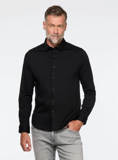 Chemise Unie En Jersey -Modeel Egante Magasin S44 4512905 BK scaled