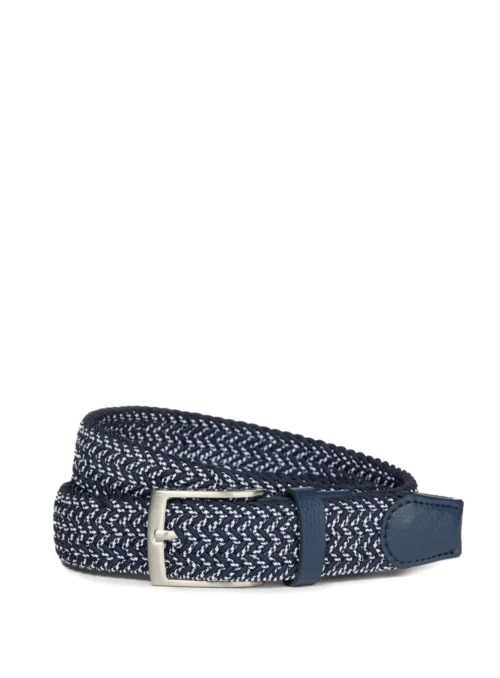 Ceinture Tressée Zigzag Marine