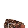 Ceinture En Toile Tressée Beige Et Brune