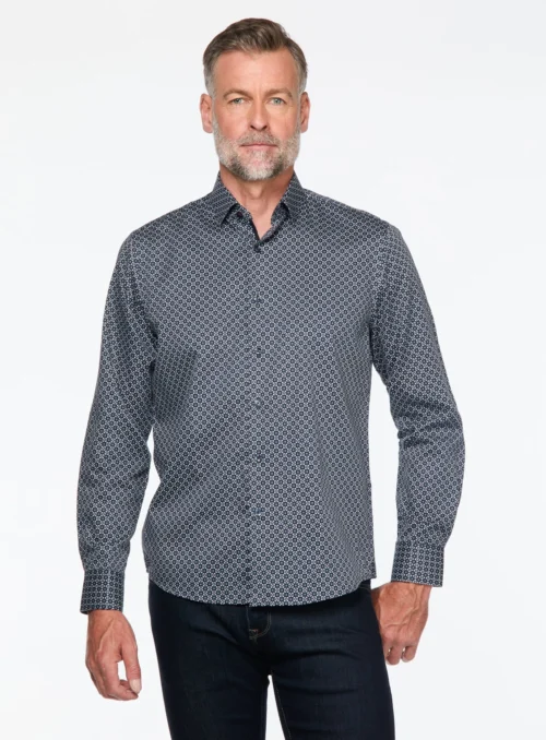 Chemise Satinée à Motif De Boutons