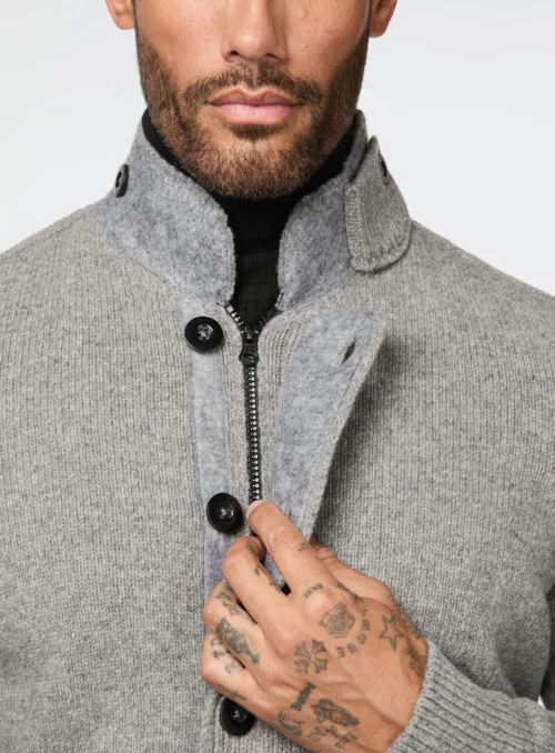 Cardigan Gris à Fermeture éclair -Modeel Egante Magasin Y22 4516944 GY3 scaled