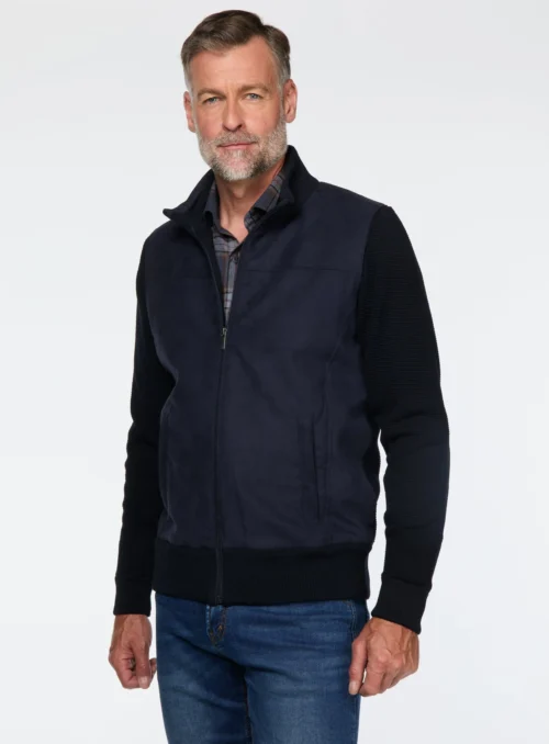 Cardigan Marine En Faux Suède