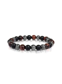Bracelet En Perles D'onyx Et D'oeil De Tigre 'Gabriel'